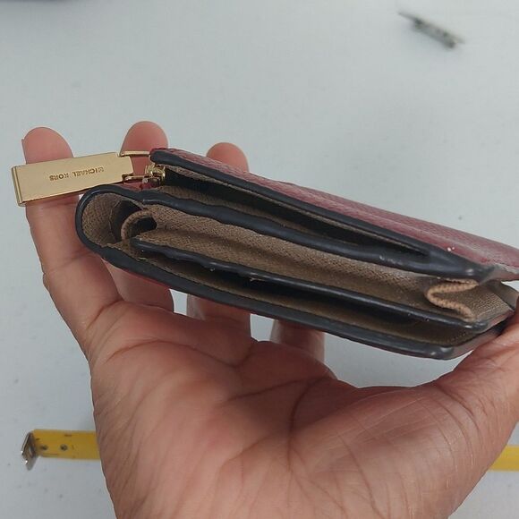 Michael Kors Bedford Brick Red Leather Carryall Card Case Wallet - Picture 4 of 10